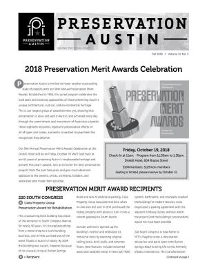 2018 Preservation Merit Awards Celebration