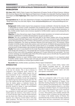 Management of Open Achilles Tendon Injury: Primary Repair and Early Mobilization O.O