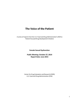 The Voice of the Patient: Female Sexual Dysfunction
