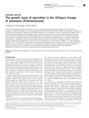 The Genetic Basis of Speciation in the Giliopsis Lineage of Ipomopsis (Polemoniaceae)