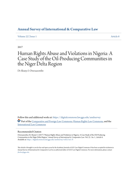 Human Rights Abuse and Violations in Nigeria: a Case Study of the Oil-Producing Communities in the Niger Delta Region Dr