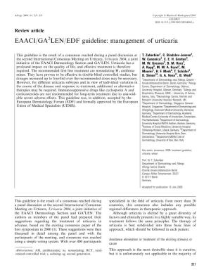 Management of Urticaria