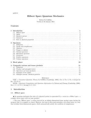 Hilbert Space Quantum Mechanics