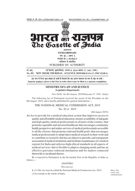 National Medical Commission Act, 2019 No