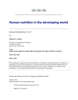 Human Nutrition in the Developing World