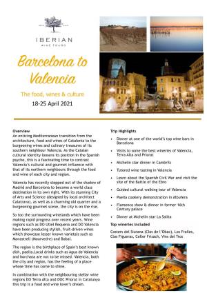 Barcelona to Valencia 2021 Brochure