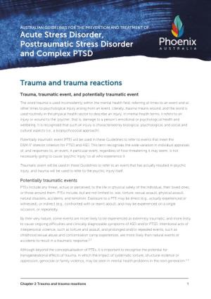 Acute Stress Disorder, Posttraumatic Stress Disorder and Complex PTSD
