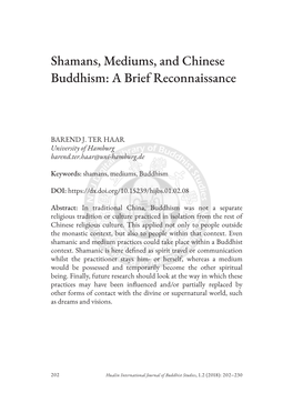 Shamans, Mediums, and Chinese Buddhism: a Brief Reconnaissance