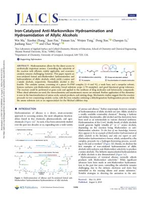 Iron-Catalyzed Anti-Markovnikov Hydroamination And