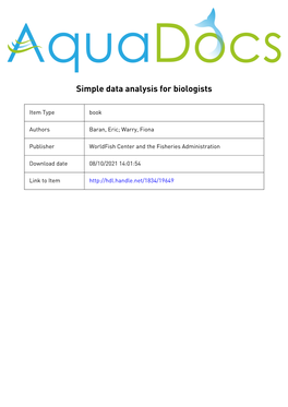 Simple Data Analysis for Biologists