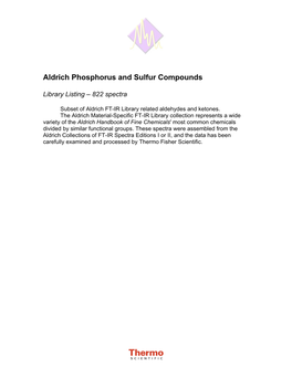 Aldrich Phosphorus and Sulfur Compounds
