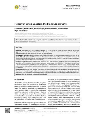 Fishery of Sinop Coasts in the Black Sea Surveys