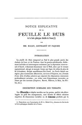 FEUILLE LE BUIS De La Carte Géologique Détaillée De France (1)