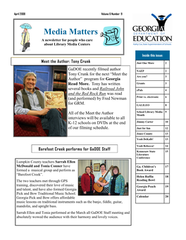 Media Matters a Newsletter for People Who Care About Library Media Centers
