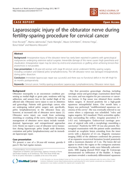 Laparoscopic Injury of the Obturator Nerve During Fertility-Sparing