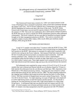 An Arthropod Survey of a Transmission Line Right of Way at Greenwoods Conservancy, Summer 1999