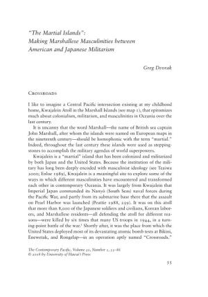 “The Martial Islands”: Making Marshallese Masculinities Between American and Japanese Militarism