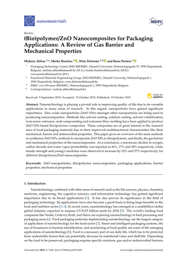 (Bio)Polymer/Zno Nanocomposites for Packaging Applications: a Review of Gas Barrier and Mechanical Properties