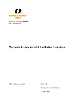 Mnemonic Techniques in L2 Vocabulary Acquisition