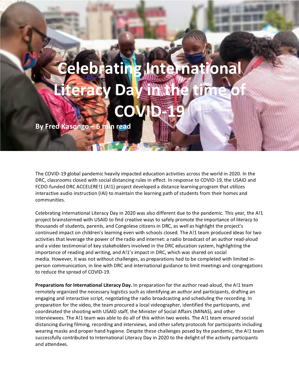 Celebrating International Literacy Day in the Time of COVID-19