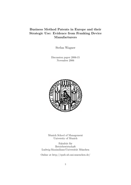 Business Method Patents in Europe and Their Strategic Use: Evidence from Franking Device Manufacturers