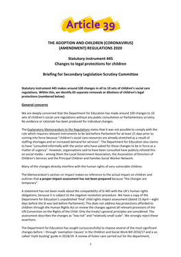 The Adoption and Children (Coronavirus) (Amendment) Regulations 2020