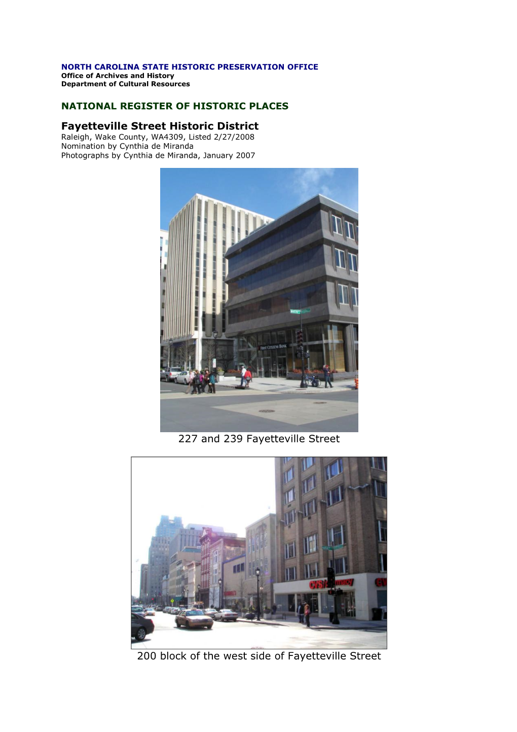 2008 Fayetteville Street Study