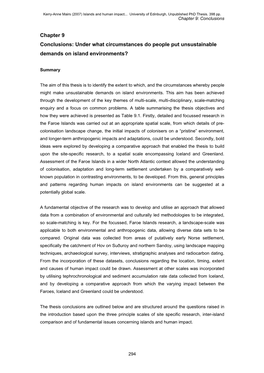 Chapter 9 Conclusions: Under What Circumstances Do People Put Unsustainable Demands on Island Environments?