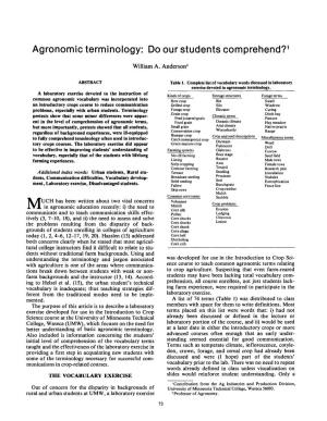 (1985) Agronomic Terminology: Do Our Students Comprehend?