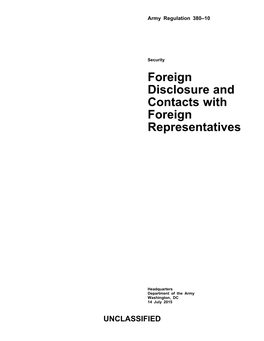 Foreign Disclosure and Contacts with Foreign Representatives