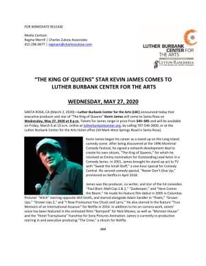 Star Kevin James Comes to Luther Burbank Center for the Arts Wednesday, May 27, 2020