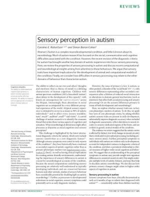 Sensory Perception in Autism