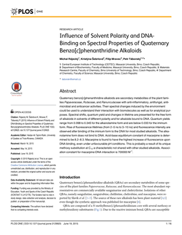 Influence of Solvent Polarity and DNA-Binding on Spectral