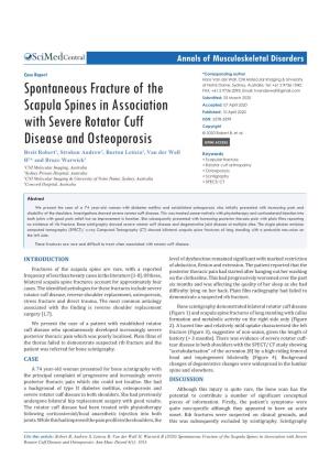Spontaneous Fracture of the Scapula Spines in Association with Severe Rotator Cuff Disease and Osteoporosis