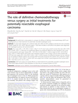 The Role of Definitive Chemoradiotherapy Versus Surgery