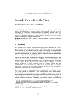 Towards Devops in Multi-Provider Projects