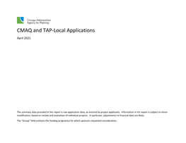 CMAQ and TAP-Local Applications April 2021