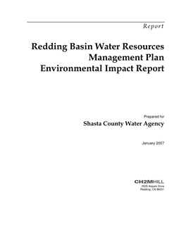 Redding Basin Water Resources Management Plan Environmental Impact Report