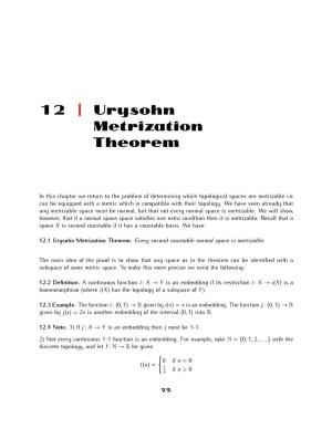 12 | Urysohn Metrization Theorem