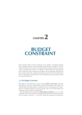 Choice -Utlility- Budget Constraint- (Varian Intermediate
