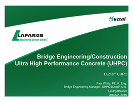 Ultra High Performance Concrete (UHPC)