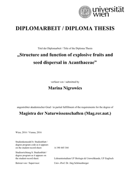 Structure and Function of Explosive Fruits and Seed Dispersal in Acanthaceae”