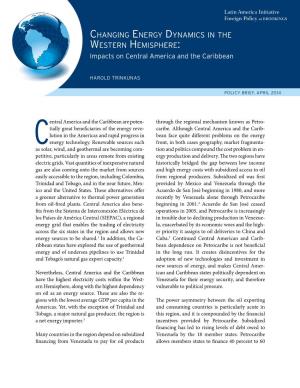 Changing Energy Dynamics in the Western Hemisphere: Impacts on Central America and the Caribbean