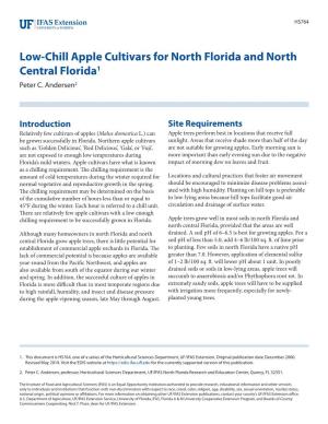 Low-Chill Apple Cultivars for North Florida and North Central Florida1 Peter C