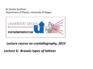 Bravais Types of Lattices Depending on the Geometry Crystal Lattice May Sustain Different Symmetry Elements
