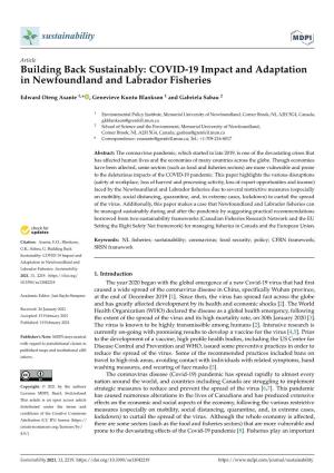 Building Back Sustainably: COVID-19 Impact and Adaptation in Newfoundland and Labrador Fisheries
