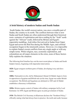 Brief History of Sudan and South Sudan