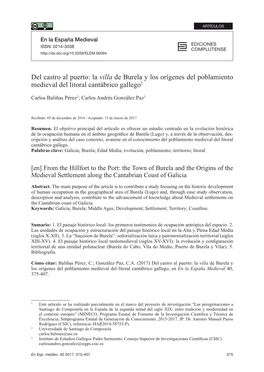 La Villa De Burela Y Los Orígenes Del Poblamiento Medieval Del Litoral Cantábrico Gallego1