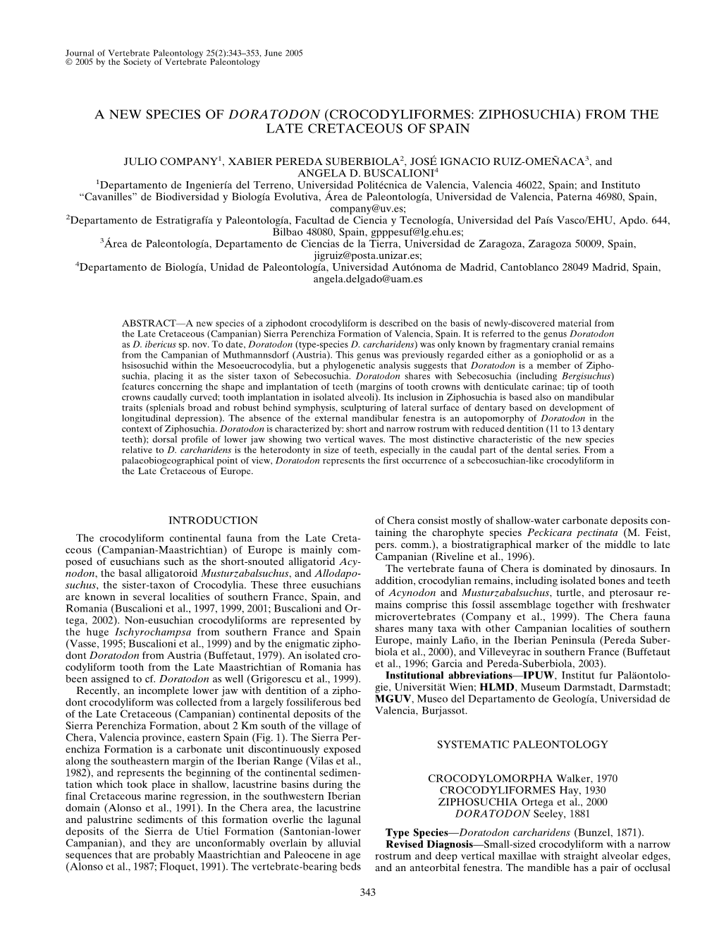 A New Species of Doratodon (Crocodyliformes: Ziphosuchia) from the Late ...