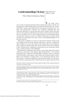 Understanding Victory Dan Reiter and Allan C